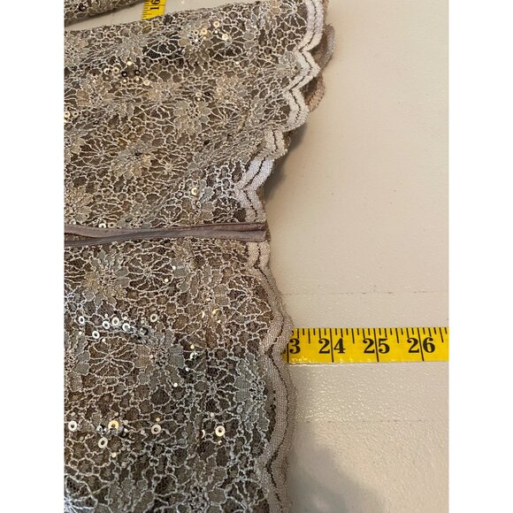 R & M Richards Beige Sequin Lace Dress & Jacket Set Size 6 - Picture 15 of 16